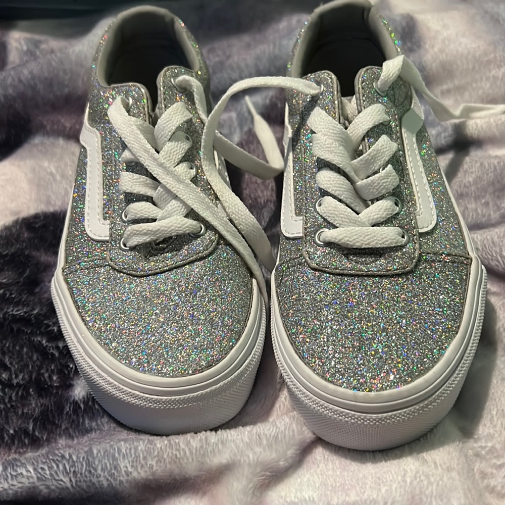 Silver glitter vans size 13